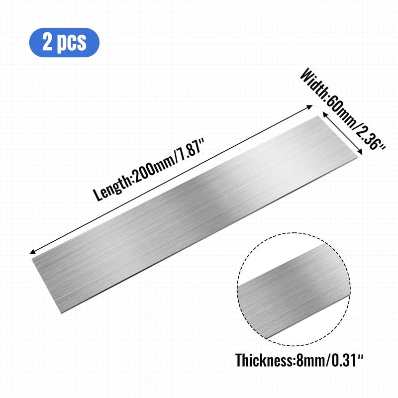 SUNKOO 304 Stainless Steel Flat Bar 2PCS, 5/16" Thick 2-3/8" Wide 8" Long, Brushed Finish, Durable Versatile Trim Strips, Easy to Shape for DIY Craft Making, Industrial Edging and Workshop Projects - Image 2